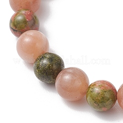 Браслеты из натуральных бусин унакита и лунного камня BJEW-JB11951-02