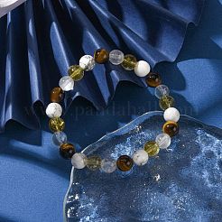 Bracelets extensibles à perles rondes en howlite naturelle&nbsp;BJEW-JB10910-09
