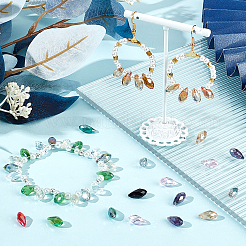 280 шт. 14 цвета гальваническое стекло граненые бусины в форме капли EGLA-SC0001-23