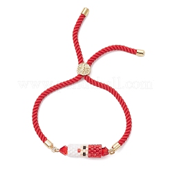 Рождественские браслеты-слайдеры ручной работы из стеклянных бусин&nbsp;BJEW-MZ00226-01