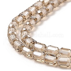 電気メッキ透明ガラスビーズ連売り  多面カット  コラム  バリーウッド  5.5x4mm  穴：1mm  約75個/連  15.55~15.67インチ（39.5~39.8cm）&nbsp;GLAA-C029-02A-07