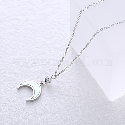 Ожерелья из нержавеющей стали с подвеской в виде луны из натуральной белой ракушки для женщин&nbsp;GV4177