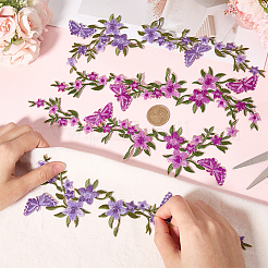 2 пара 2-х цветных аппликаций из полиэстера с цветочной вышивкой&nbsp;PATC-GF0001-59A