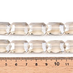 電気メッキ透明ガラスビーズ連売り  半分メッキ  多面カット  長方形  アンティークホワイト  18x13x7.8mm  穴：1mm  約40個/連  28.74インチ（73cm）&nbsp;EGLA-WH0005-02C-05