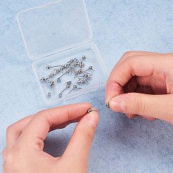 DIYピアス作り  304ステンレススチール製のイヤリング部品と304ステンレススチール製のイヤリングナット/ピアスバックキャッチ付き  ステンレス鋼色  40個/箱&nbsp;DIY-PH0020-37P