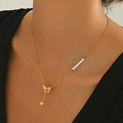 Ожерелья с подвеской в виде сердца из нержавеющей стали и искусственного жемчуга для женщин на каждый день YC4857