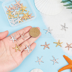 30 шт. 3-х цветные подвески в виде морских звезд из латуни&nbsp;KK-PH0013-85