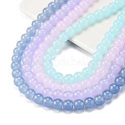 4 нитка 4 цвета имитация нефрита стеклянные круглые бусины нитки GLAA-FS0002-07