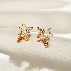 925 стерлинговый серебристый микропроволочный кубический серьги из циркония EJEW-K284-06G