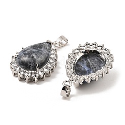 Подвески из натурального содалита и горного хрусталя&nbsp;G-K338-31P-02