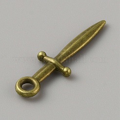 合金ペンダント  ネックレスブレスレット小さなペンダント diy ジュエリーアクセサリー  短剣  アンティークブロンズ  23.5x6.5x2mm  穴：1.8mm&nbsp;PALLOY-WH0112-08AB