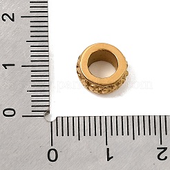304ステンレススチールヨーロピアンビーズ  大穴ビーズ  スクロール模様のフラットラウンド  18KGP本金メッキ  10x5mm  穴：5mm&nbsp;SA-CBA5CD0-22G