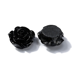 オペーク樹脂カボション  ローズ  ブラック  18x19x7mm&nbsp;LS-CRES-WH0013-04C