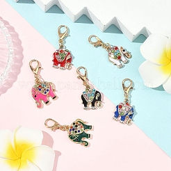 6 шт. подвеска в виде слона из сплава со стразами&nbsp;HJEW-YW00266