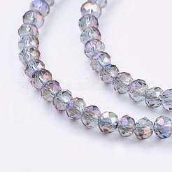 多面カットロンデル電気メッキガラスビーズ連売り  暗紫色  3x2mm  穴：1mm  約165~169個/連  15~16インチ（38~40cm）&nbsp;X-EGLA-D020-3x2mm-73