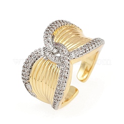 Латунные микро проложить манжеты кольца кубического циркония RJEW-D326-04G