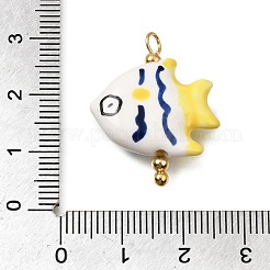 Pendentifs en porcelaine céramique peints à la main sur le thème de l'océan&nbsp;PR-CBA0027-05G-07