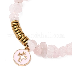 Браслеты из бусин с натуральным розовым кварцем и гальванизированным немагнитным синтетическим гематитом&nbsp;BJEW-JB12342-02