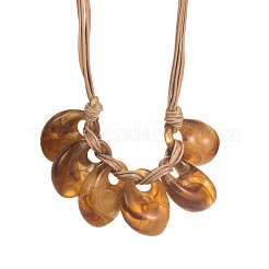 Colliers plastron pour femmes avec pendentif ovale en résine et cordon ciré&nbsp;FS-WG15354-03
