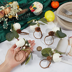 6 шт. пластиковые и пенопластовые кольца для салфеток в виде листьев&nbsp;AJEW-OC0014-40