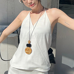 Плоские круглые геометрические смоляные подвески из искусственной замши шнур длинные ожерелья FS-WG38481-01