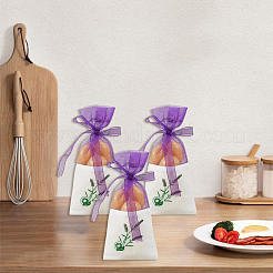 25 шт. мешочки для хранения сухоцветов из хлопковой органзы с набивным рисунком и лентой&nbsp;ABAG-SP0001-56A