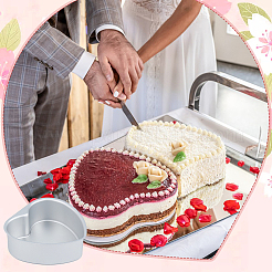 3 пакет 3 стиля сердечко алюминиевый сплав кольца формы для торта AJEW-DC0002-06