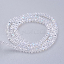 電気メッキガラスビーズ連売り  ABカラー  多面カット  ロンデル  クリアAB  3x2mm  穴：0.5mm  約105~110個/連  29~31cm&nbsp;X-EGLA-J047-3x2mm-AB03