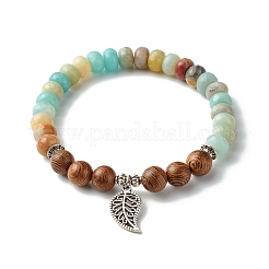 Bracelet extensible reiki pierre naturelle mélangée et perles de bois wengé&nbsp;BJEW-JB06896