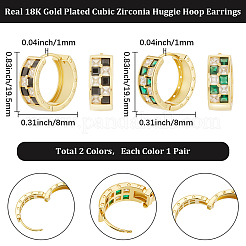 2 пара двухцветных серег-колец из латуни с покрытием&nbsp;EJEW-BBC0002-11