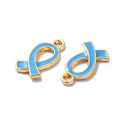 合金エナメルチャーム  ゴールドカラー  アウェアネス リボン チャーム  空色  17x10x2mm  穴：1.6mm&nbsp;ENAM-D043-04G-08