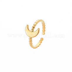 Ионное покрытие(ip) 304 нержавеющая сталь луна открытое кольцо-манжета для женщин&nbsp;X-RJEW-S405-224G