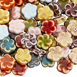 60 шт. 10-х цветные фарфоровые бусины ручной работы для изготовления ожерелий и браслетов&nbsp;PORC-SC0001-24