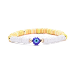 4pcs ensemble de bracelets extensibles heishi surfeur en argile polymère faits à la main&nbsp;BJEW-JB07756-03