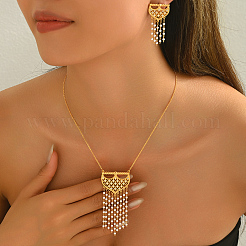 Элегантный комплект из серег и ожерелий в ближневосточном стиле с кисточками из латуни и микропаве из кубических цирконий для женщин XY2551