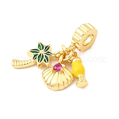 Латунные подвески-шармы с камелией и кубическим цирконием KK-F904-12G