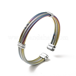 304ステンレススチール2層ツイストロープオープンカフバングル女性用  ミックスカラー  内径：5インチ（[2]cm）&nbsp;BJEW-P283-09M