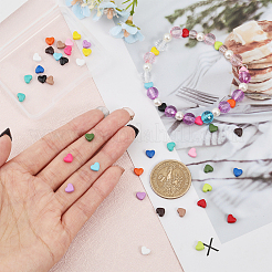 60 шт. 15-цветные бусины из сплава в форме сердца FIND-CA0008-02