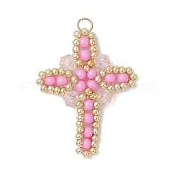 7 шт. 7-х цветные стеклянные бусины-крестики PALLOY-MZ00826