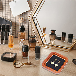 Квадратный деревянный поднос для хранения ювелирных изделий с тканевым ковриком из микрофибры внутри&nbsp;ODIS-WH0030-37A-02