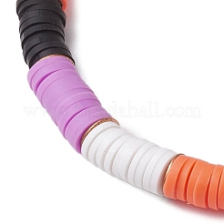 Braccialetti elasticizzati con perline in acrilico e argilla polimerica fatti a mano con parola di Halloween&nbsp;BJEW-JB10887