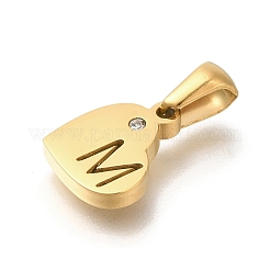 Ciondoli a forma di cuore in acciaio inox 304 con strass&nbsp;STAS-Z103-01G-13