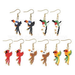 5 пара серег-подвесок в виде птиц из бисера из стекла Miyuki 304 из нержавеющей стали&nbsp;EJEW-MZ00555