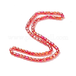 Ab色のメッキガラスビーズ  ファセットバレル  レッド  8x8mm  穴：1mm&nbsp;GLAA-F108-12B-05