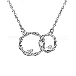 Ожерелья в форме сердца из латуни в западном стиле с кристаллами и стразами в виде двух витых колец для женщин WG6907A-01