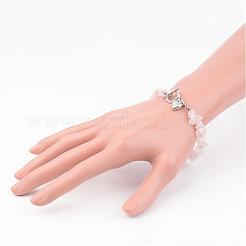 Чип натуральный розовый кварц из бисера браслеты BJEW-JB02322-01