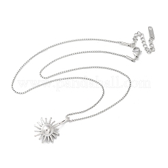 304 нержавеющая сталь Подсолнух подвеска коробка цепи ожерелья для женщин&nbsp;NJEW-R011-01P