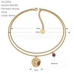 Bracelet à un rang de breloques en acier inoxydable 304 serties de zirconiums cubiques rose foncé pavés&nbsp;WGC9028-03