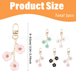 5 стиль подвесных украшений из цветочного сплава и эмали&nbsp;HJEW-YW00305
