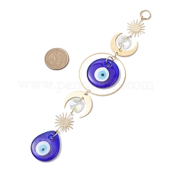 Плоские круглые и каплевидные подвесные ловцы солнца ручной работы с изображением сглаза HJEW-JM04404